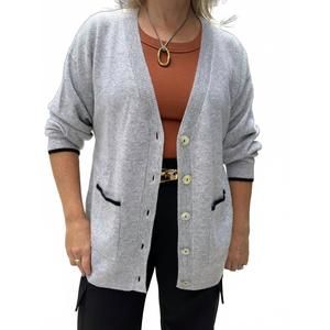 NEW BRODIE CASHMERE brodie bear cardi in grey/ black